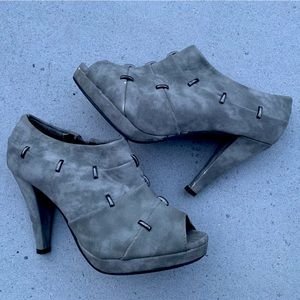 Studded Peep Toe Booties - Size 6